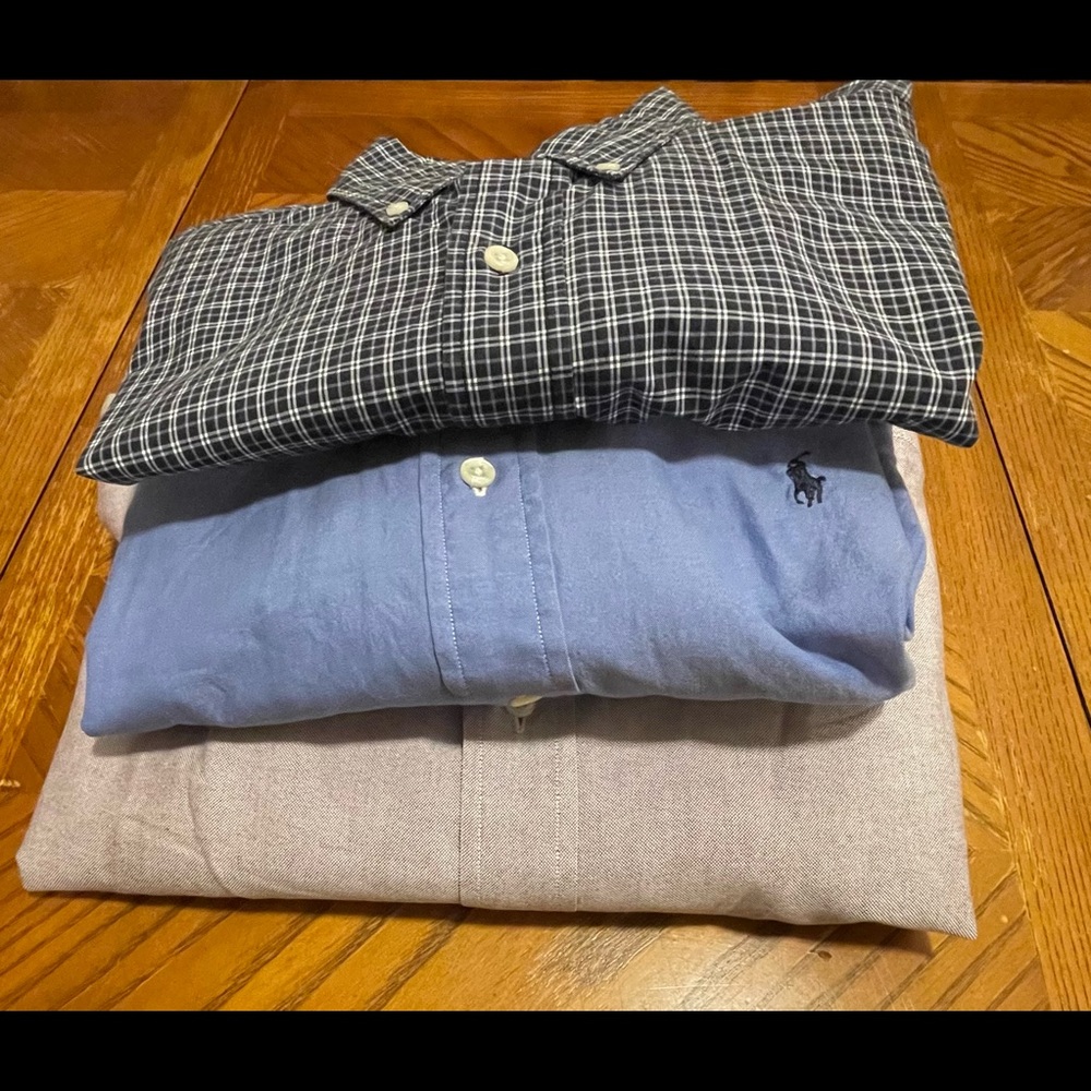3 mens Polo Ralph Lauren long-sleeved dress shirts